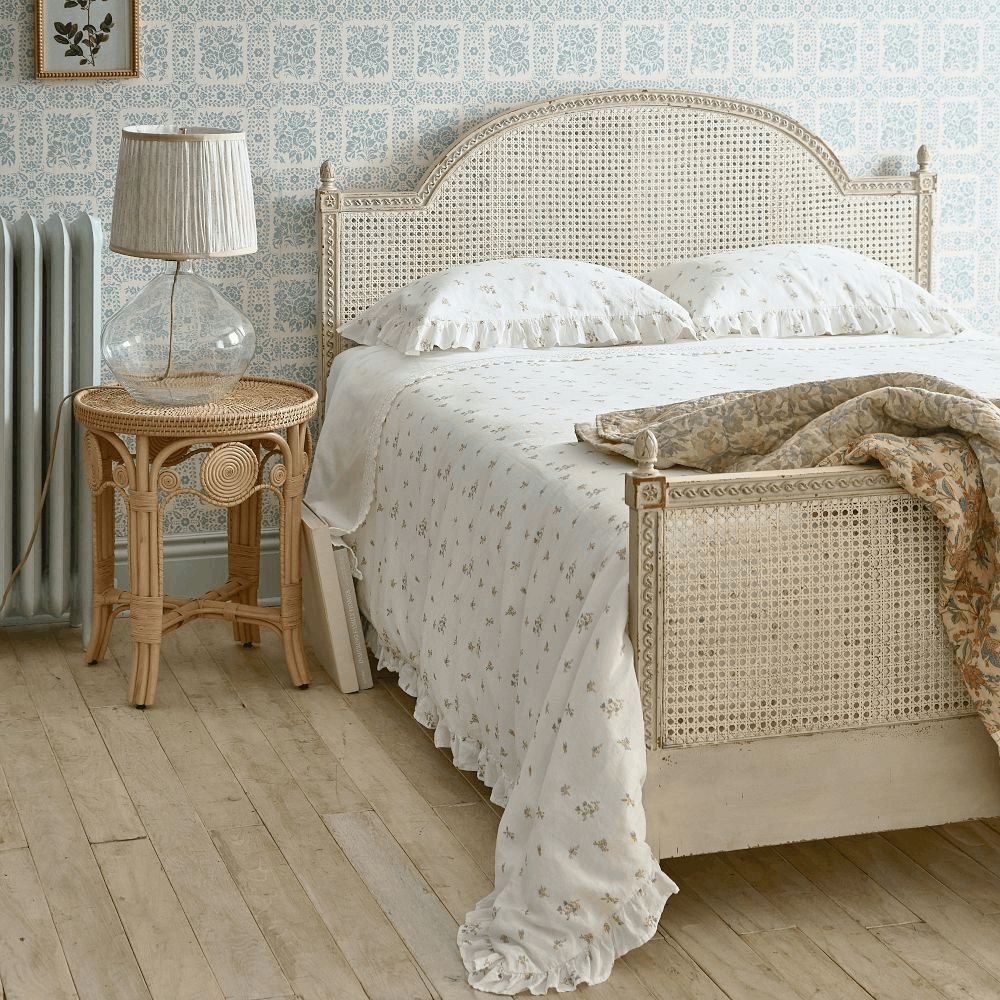Pottery Barn - Green Row Lavender Bunches Cotton Linen Duvet & Sham Twin
